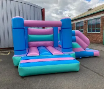 14 X17 H Frame Pink Green And Blue Slide Bounce Combi Castle