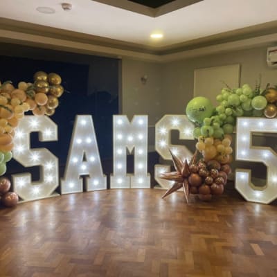 Led Letters For A Birthday Party With Balloon Arch