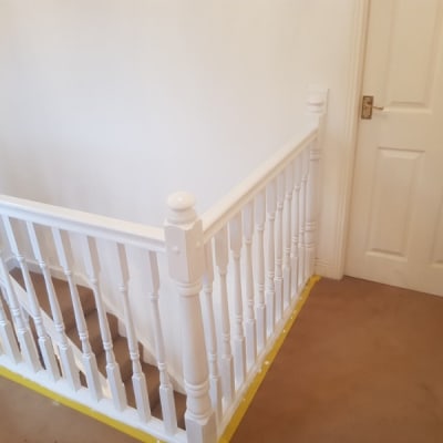 White Painted Stair Banister For Birmingham Home Improvements