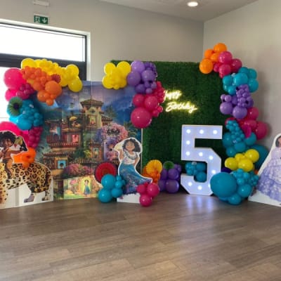 Childrenu2019s Party Backdrop And Colourful Balloons