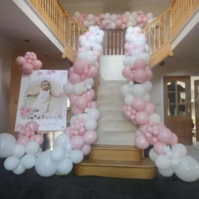 Pink And White Balloon Arch For Baby Shower Celebration In Gravesend