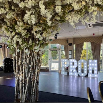 Prom Decorations In Sidcup Using 4ft Led Letters By Deluxe Flower Walls