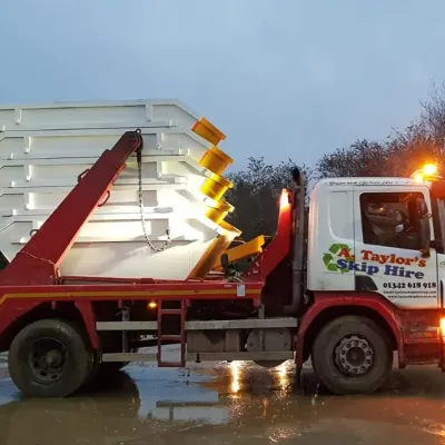 The Taylors Skip Hire Truck Illuminated