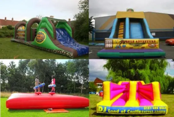 24ft X 20ft X15ft Party Party Slide 35f Tx 11ft Bungee Run  20ft X20ft Gladiator Duel  40ft Party Party Assault Course.