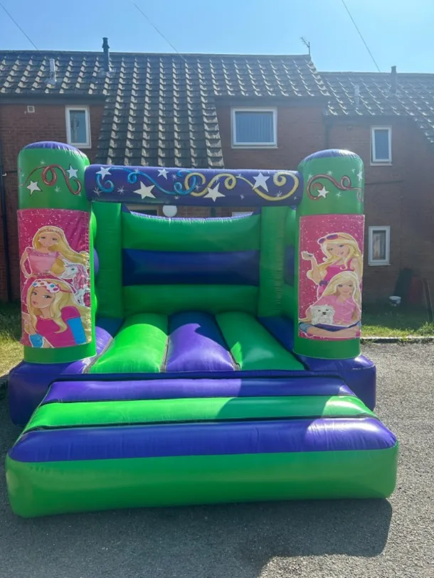 Green And Purple Barbie H Frame Bouncy Castle