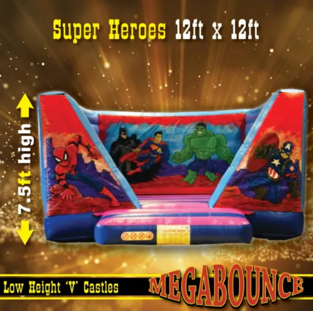 12ft X 12ft Low Height Super Heroes Bouncy Castle