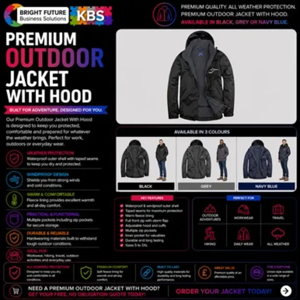 Premium Outdoor Jacket With Hood