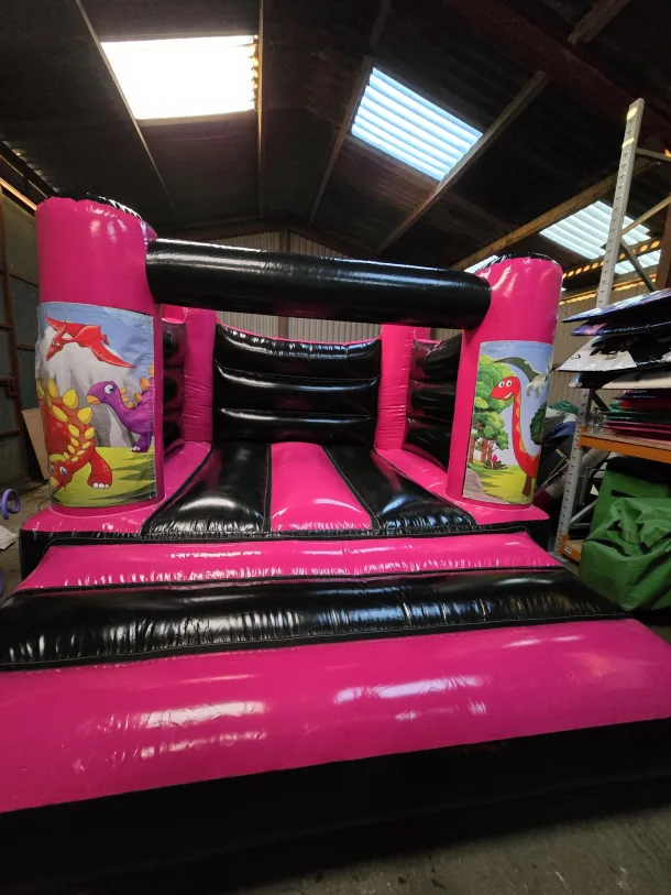 Pink And Black Dinosaur H Frame Bouncy Castle
