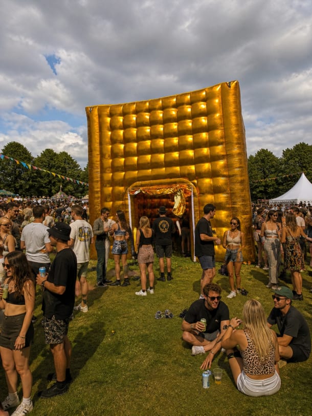 Party Tent Hire Gold Disco Cube