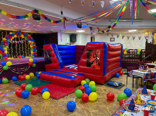 15ft X 12ft Blue And Red Box Indoor Castle - Spiderman New Theme