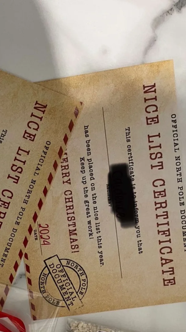 Nice List Certificate