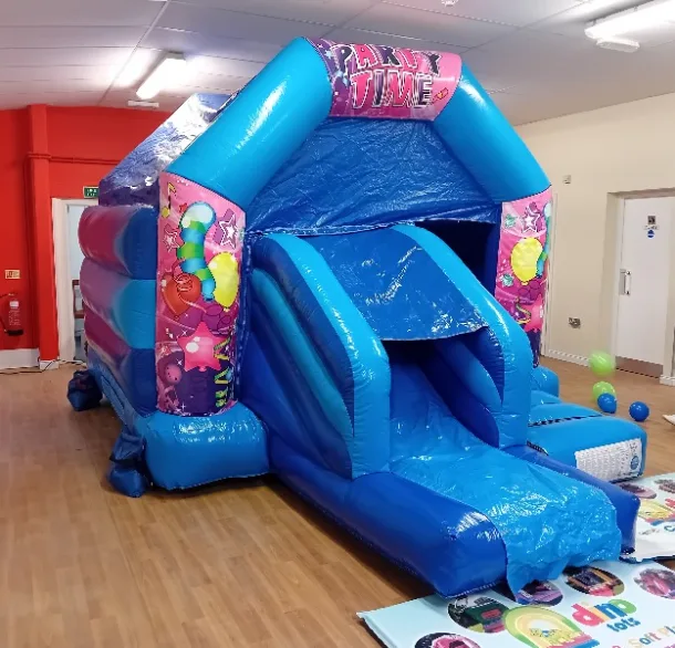 Blue Front Slide Combo Bouncy Castle Party Theme