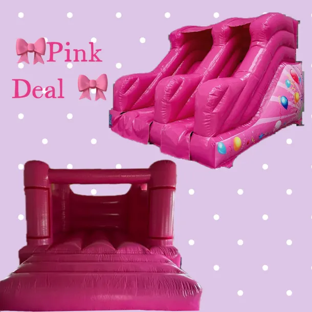 Pink Slide And Bouncy Castle Hire