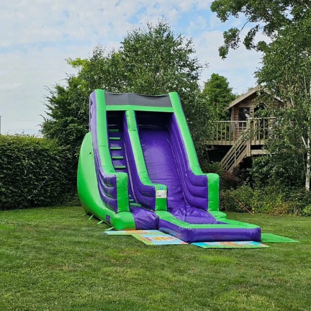 15ft Inflatable Mega Waterslide - Green And Purple