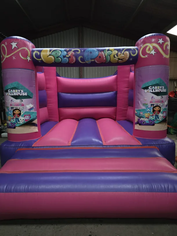 Pink And Purple Gabby Dolls House H Frame Bouncy Castle