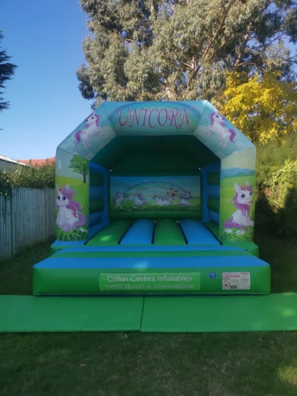 13x16 Unicorn Bouncy Castle - Green And Blue