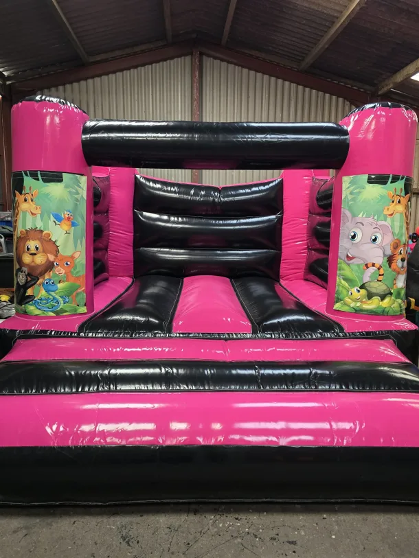 Pink And Black Jungle H Frame Bouncy Castle