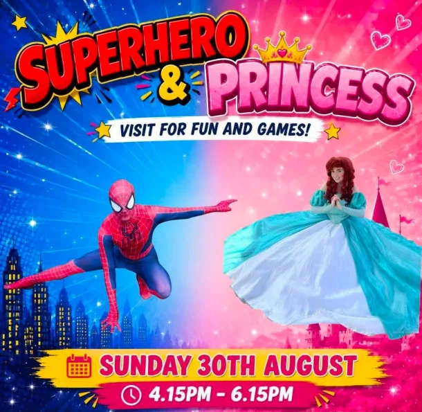 Superhero And Princess Party - Sun 30 Aug 4.15-6.15pm