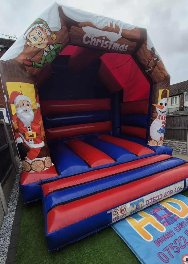 Christmas Red And Blue Bouncy Castle