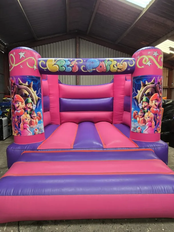 Pink And Purple Super Mario H Frame Bouncy Castle