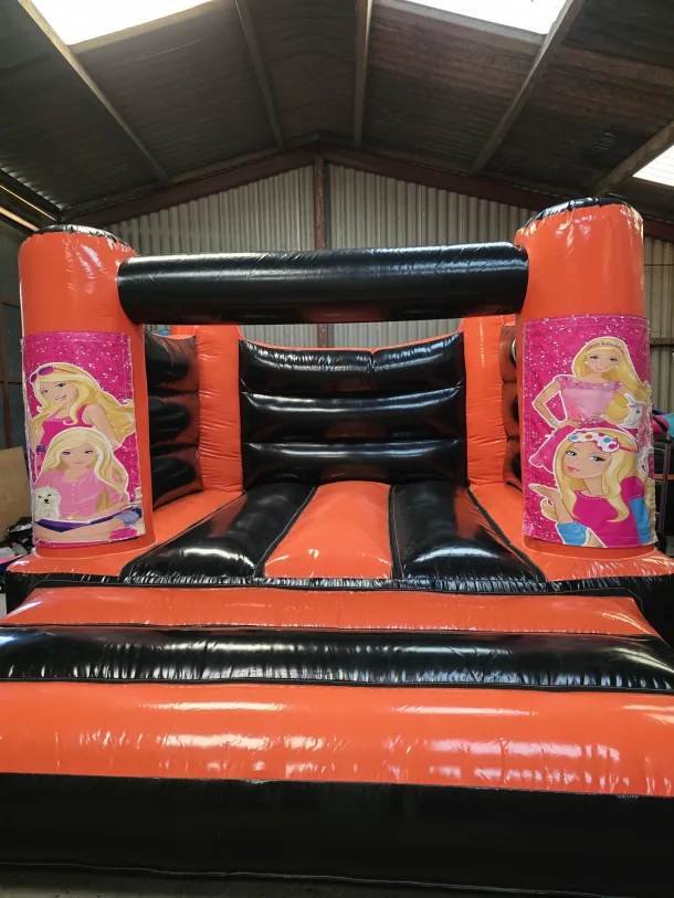 Orange And Black Barbie H Frame Bouncy Castle