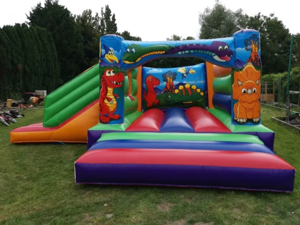 Dinosaur Multi Coloured Slide Bouncy Castle