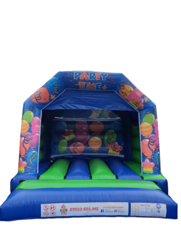 Party Time Green Blue Bouncy Castle 12x12ft