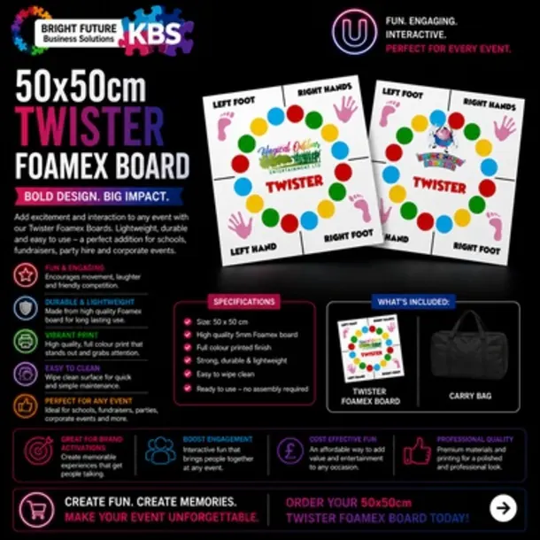 50x50cm Twister Foamex Board - Single Sided 3mm Thick