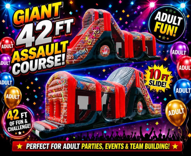 42ft Adult 2-part Obstacle Course With 10ft Slide