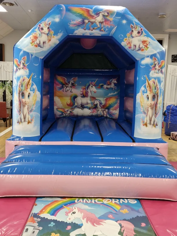 Unicorn Bouncy Castle Front View Highliffe Club Highcliffe Dorset