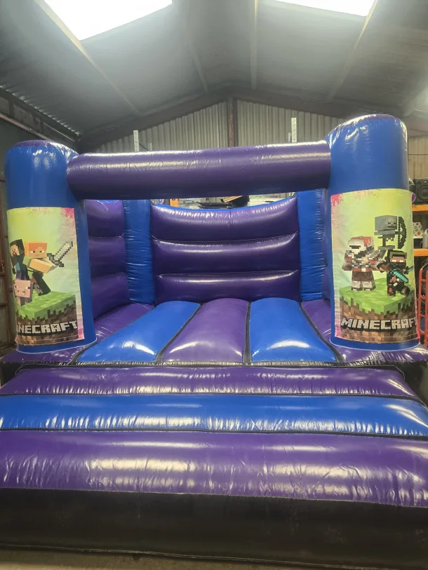 Blue And Purple Minecraft H Frame Bouncy Castle