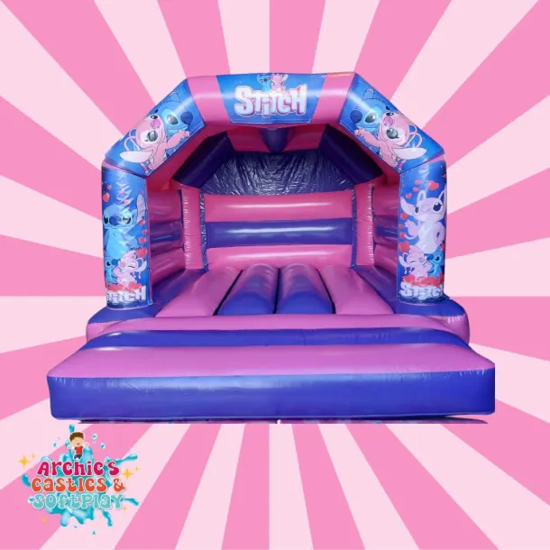 15x12ft Pink And Purple Stitch Theme Bouncy Castle