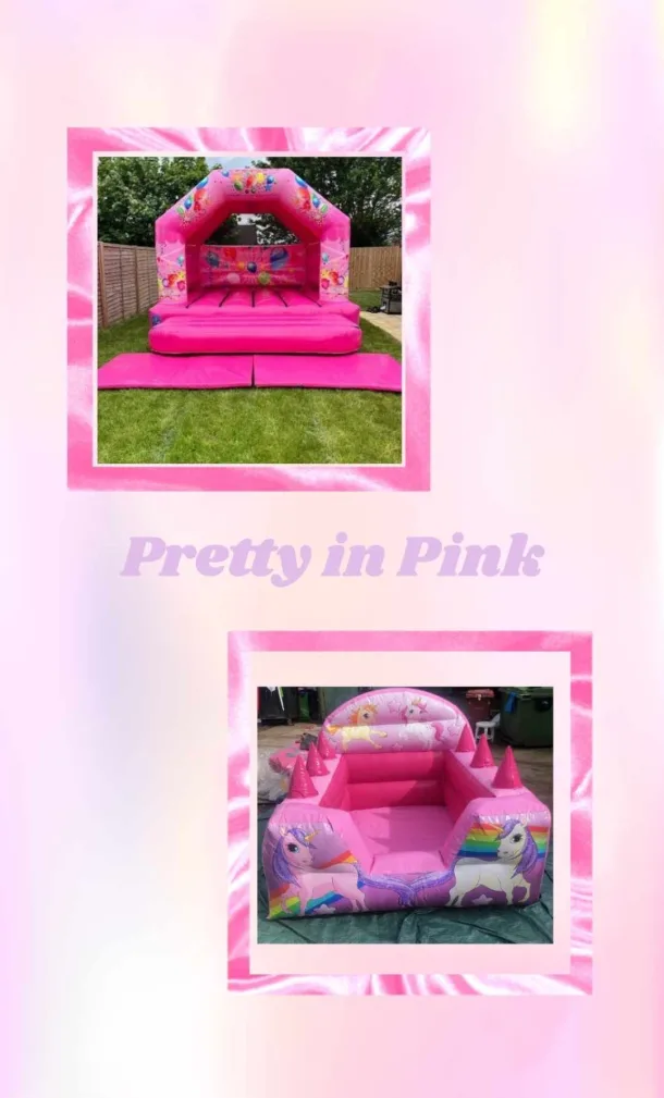 Pink Balloon Castle And Unicorn Ball Pit