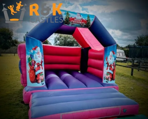 Christmas Theme 12x12ft Pink And Purple Bouncy Castle