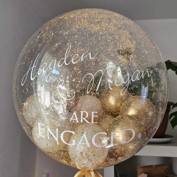 Personalised Bubble Balloon With Gold Flakes
