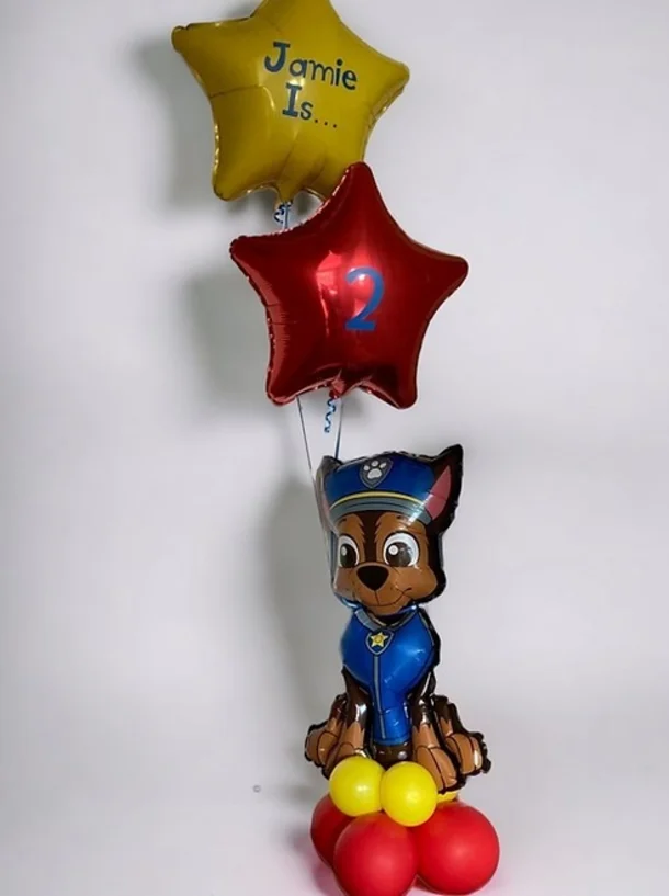 Mini Balloon Column With Character And Personalised Foil Bunch