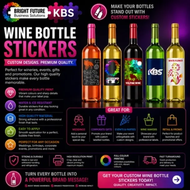 Wine Bottle Stickers 74mm X 104mm