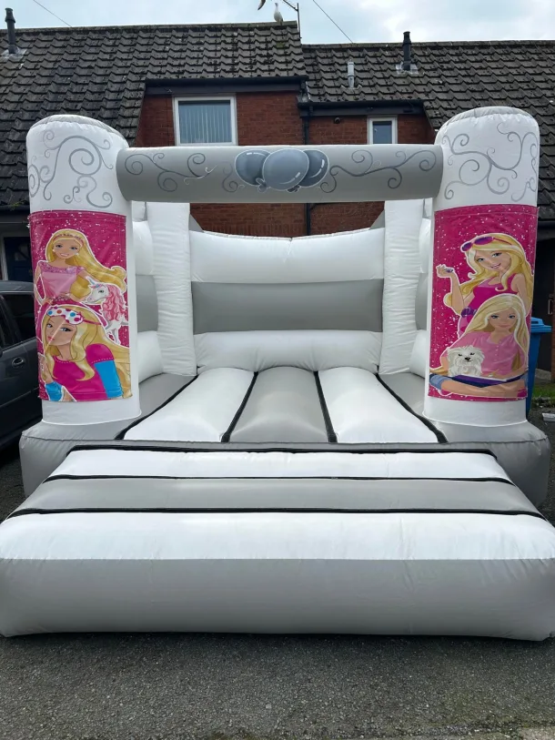 Grey White Barbie Bouncy Castle