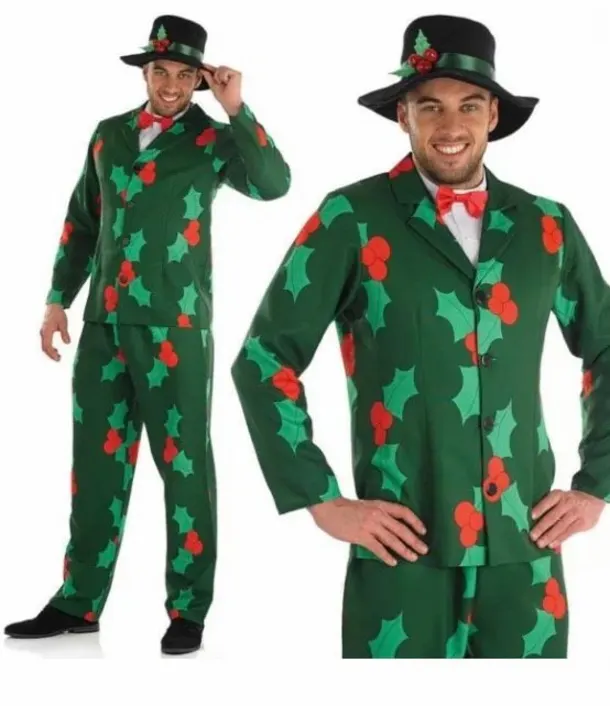 Christmas Suit - Pants Jacket, Hat And Bow Tie - Medium/large