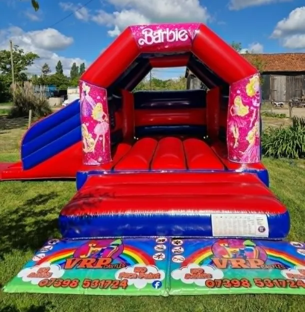Barbie Red And Blue Side Slide Bouncy Castle
