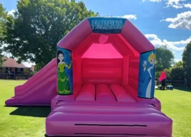 Pink Side Slide Bouncy Castle Princess Theme