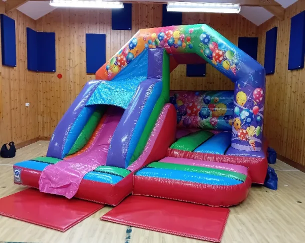Rainbow Party Front Slide Bouncy Castle