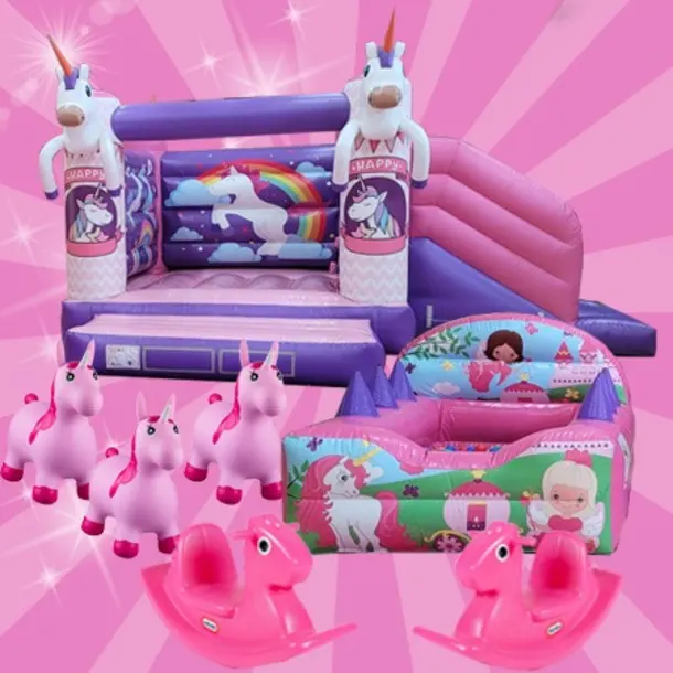 Unicorn Bouncy Castle With Slide Package