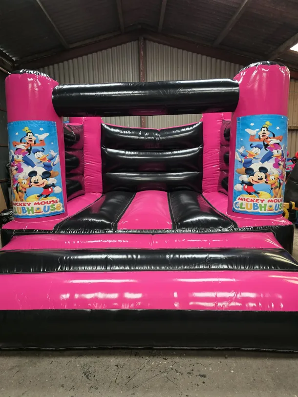 Pink And Black Micky Mouse H Frame Bouncy Castle