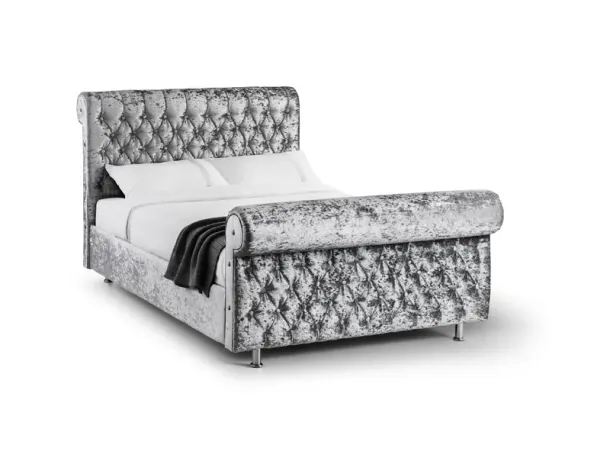 Crushed Velvet Sleigh Bed