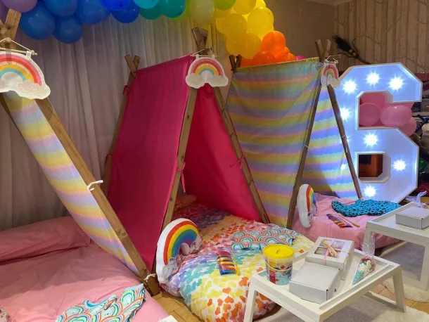 Rainbow Themed Childu2019s Sleepover Party Hire In Greenhithe