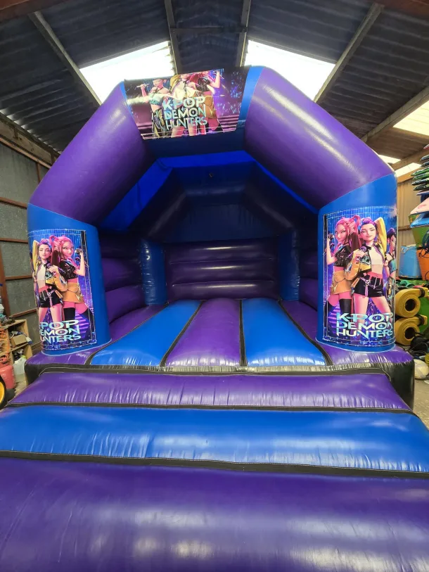 Blue And Purple A Frame Bouncy Castle K-pop Demon Hunters