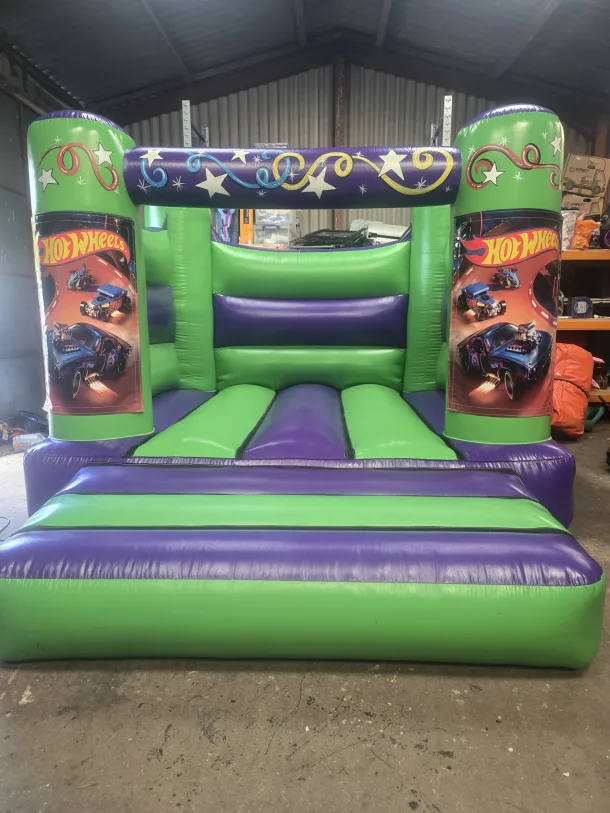 Green And Purple Hotwheels H Frame Bouncy Castle
