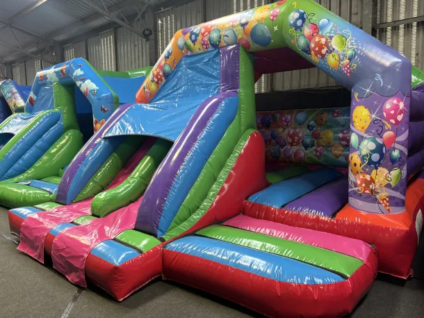Twin Lane Slide Party Theme Bouncy Castle