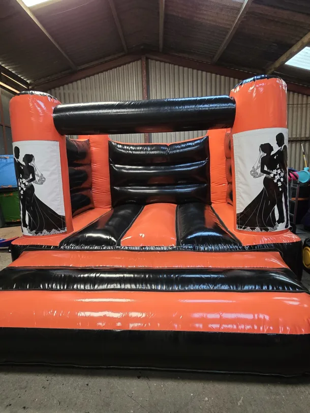 Orange And Black Wedding H Frame Bouncy Castle